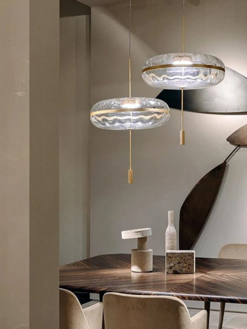 lustre circulaire en verre design nordique pour bar et restaurant - vue 2 sur 7