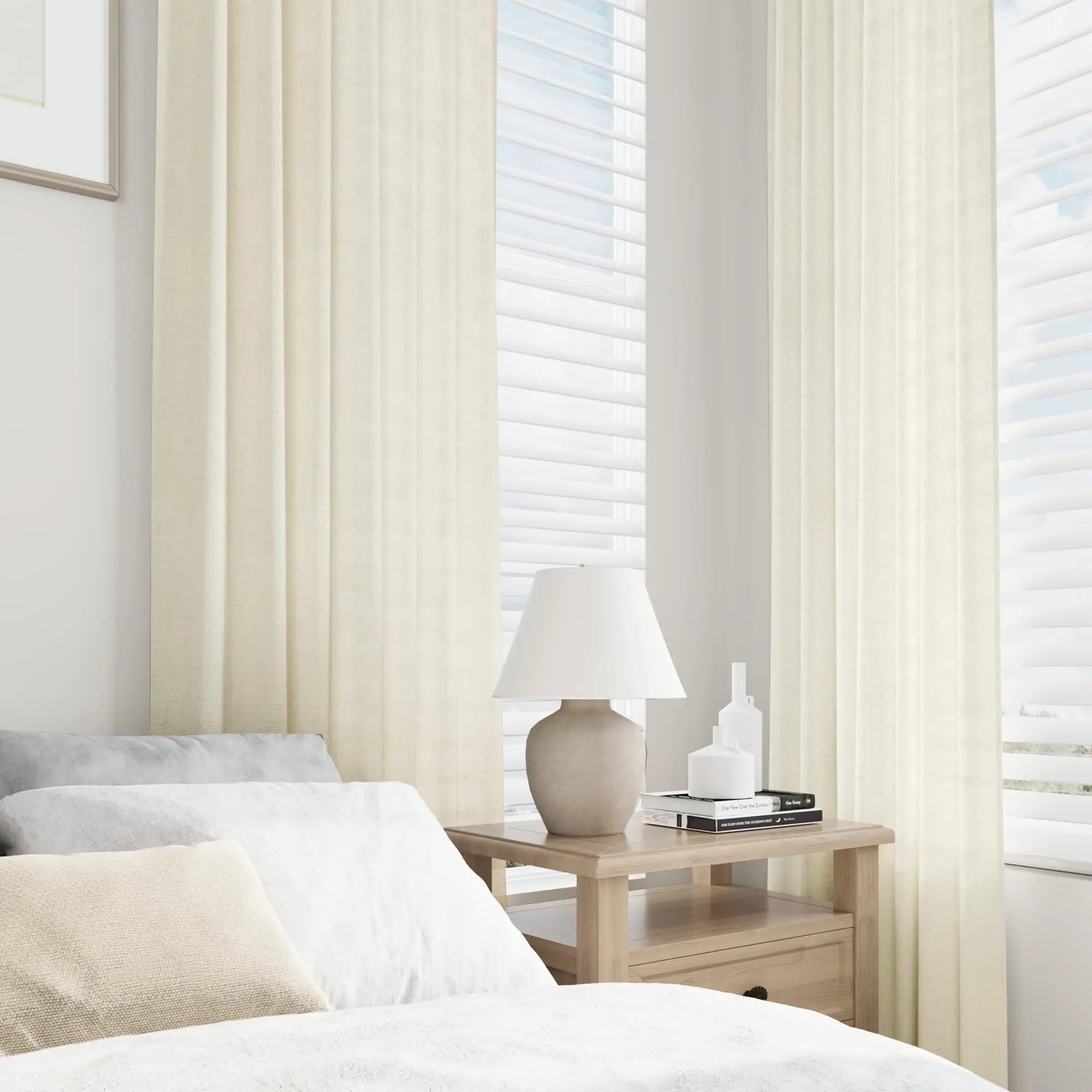 Voilage faux lin sur mesure extra long salon - vue 1 sur 9