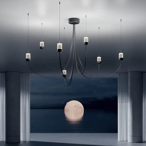 lustre minimaliste design éclairage led abat-jour en verre cristal - vue 3 sur 7