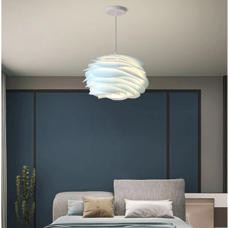lustre nordique suspendu pétales en pvc avec ampoule offerte - vue 2 sur 12