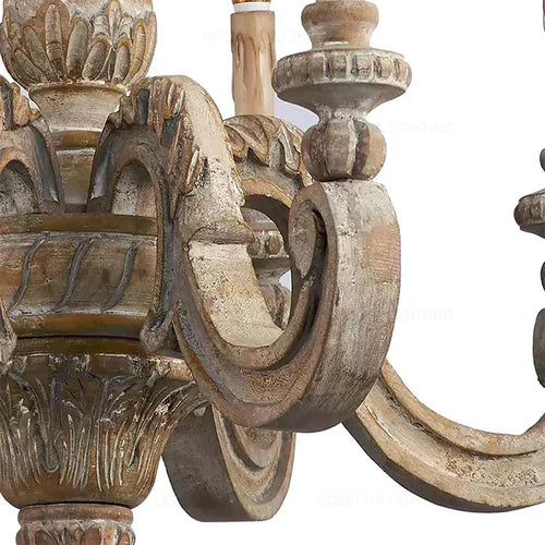 lustre romain en bois sculpté rétro pour décoration élégante - vue 7 sur 12