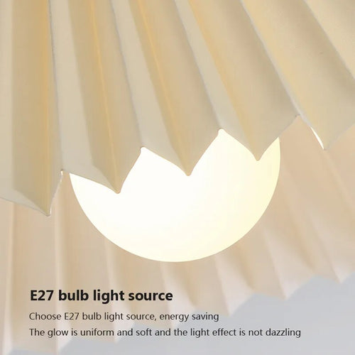 plafonnier moderne led bois tissu plissé - vue 6 sur 11