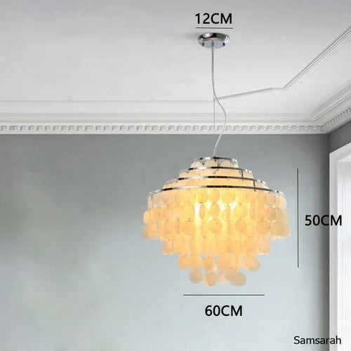 lustre nordique en coquillage avec luminaire à led - vue 9 sur 17
