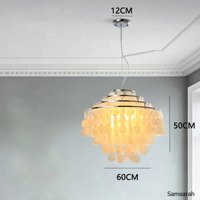 lustre nordique en coquillage avec luminaire à led - vue 8 sur 17
