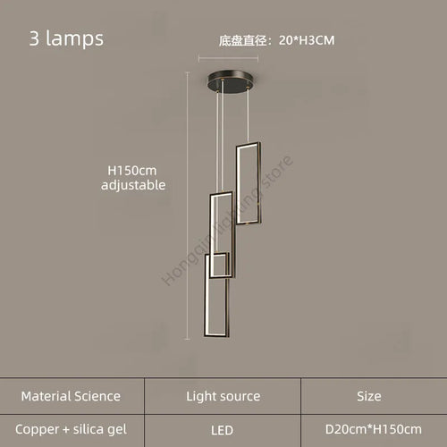 lustre moderne en cuivre avec éclairage LED design élégant - vue 19 sur 24