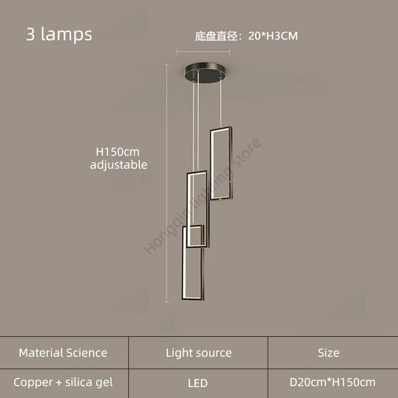 lustre moderne en cuivre avec éclairage LED design élégant - vue 18 sur 24
