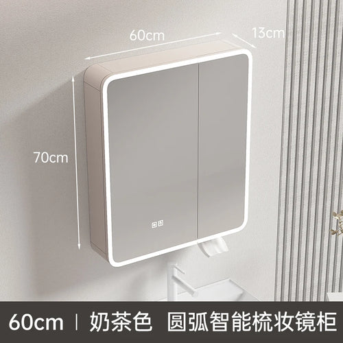 armoire circulaire en aluminium avec miroir éclairage intelligent et rangement - vue 13 sur 32