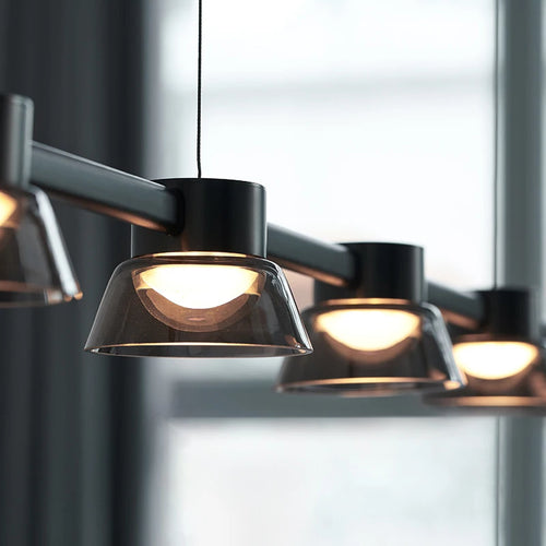 Nordic minimalist strip glass Led Dining Room Ceiling Chandelier Dining Room Bar Kitchen Island decorated hanging light fixtures - vue 6 sur 9