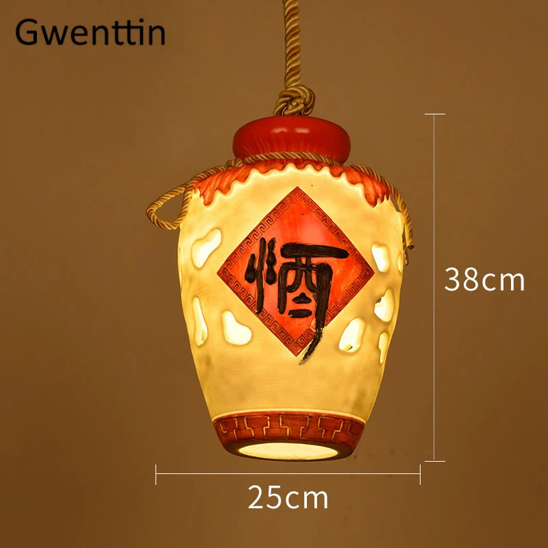 suspension pot à vin style chinois pour décoration intérieure - vue 8 sur 12