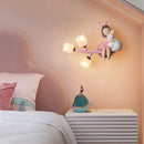 applique murale fille lapin g4 led fleur