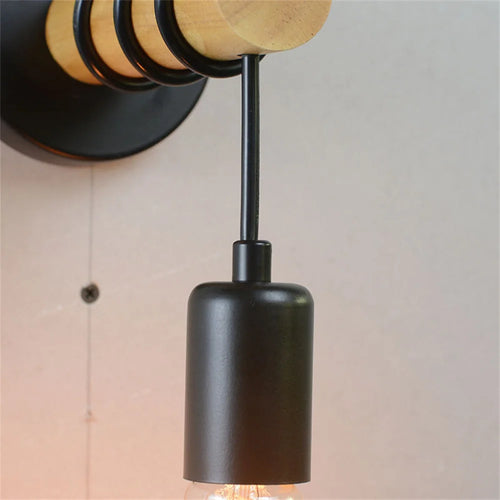 applique murale moderne loft nordique en fer et bois luminaria - vue 7 sur 8