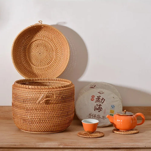 panier de rangement en rotin pour aliments et thé - vue 2 sur 16
