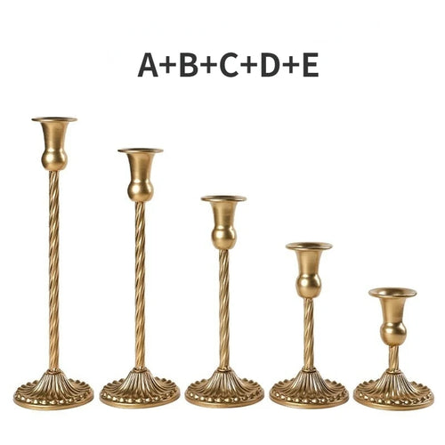 kit de bougeoirs décoratifs en laiton doré pour mariage et dîner - vue 18 sur 18
