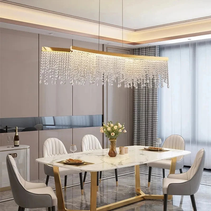 lustre en cristal de luxe doré à Led cercle - vue 6 sur 15