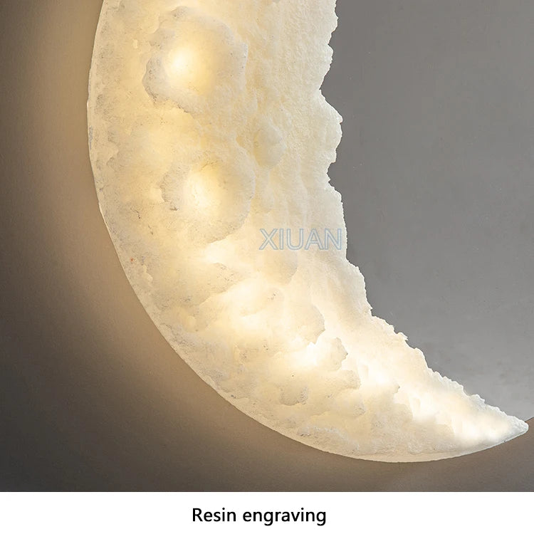 Luxury Moon Wall Lamp for Bedroom Living room Indoor Decor Creative Resin Engraving Moon Light Hallway Stair Aisle Entrance - vue 6 sur 8