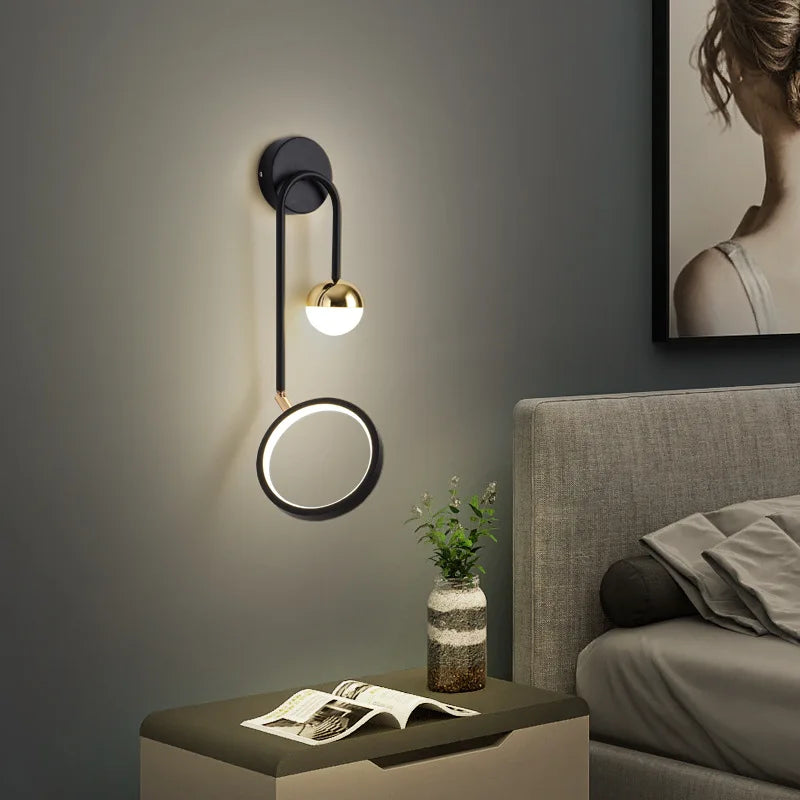 Nordique Led intérieur applique têtes de lit boule ronde fond applique murale allée salon chevet chambre décoration applique murale - vue 2 sur 8