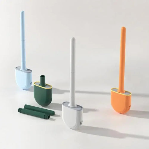 brosse de toilette suspendue en silicone avec support séchage rapide - vue 2 sur 11
