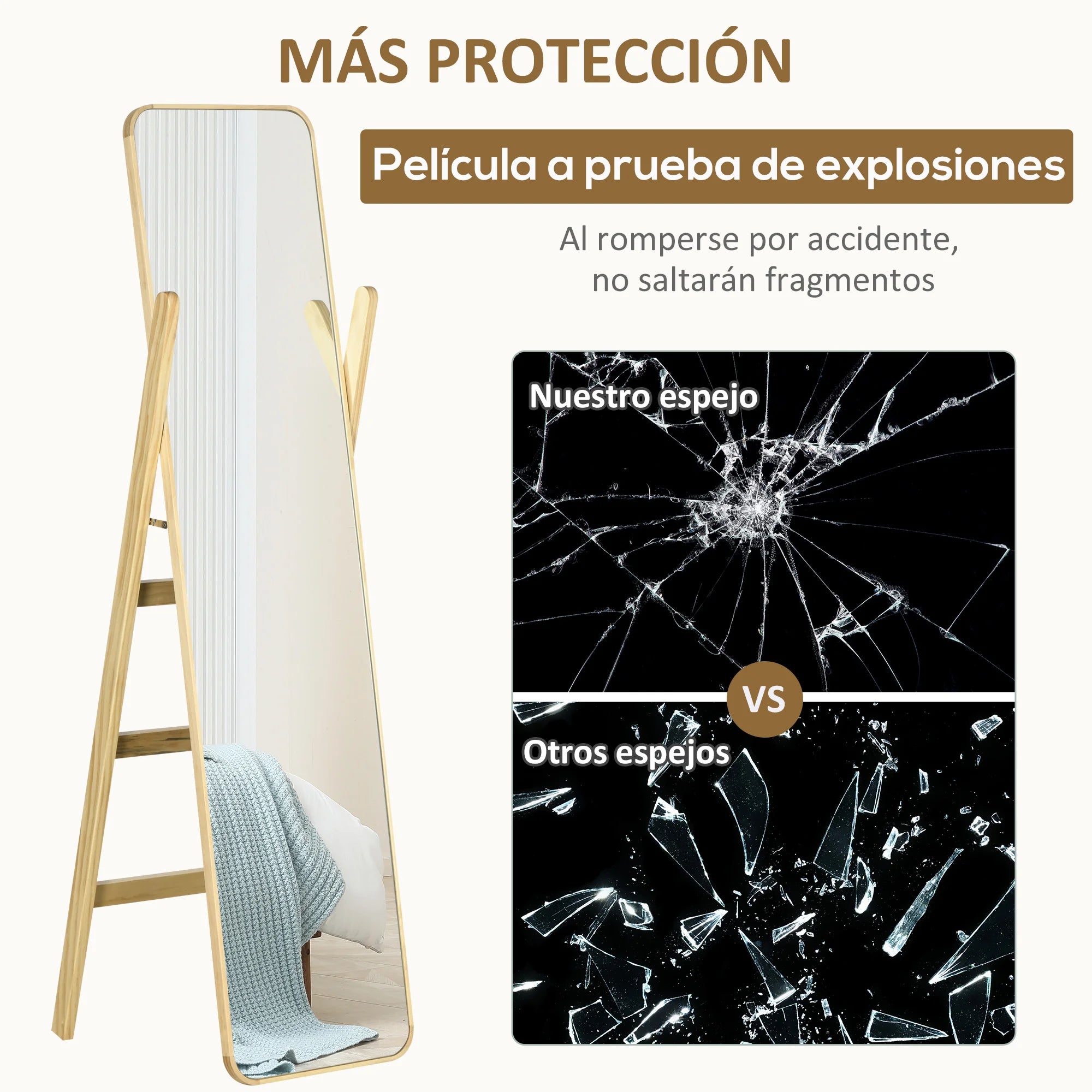 miroir sur pied en bois avec support élégant pour intérieur - vue 7 sur 7