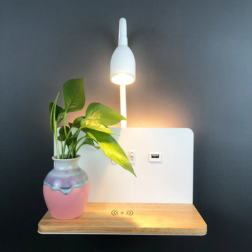 Applique murale LED d'intérieur avec Interface USB et chargement sans fil - vue 4 sur 8