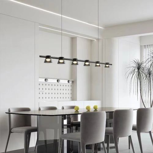 Nordic minimalist strip glass Led Dining Room Ceiling Chandelier Dining Room Bar Kitchen Island decorated hanging light fixtures - vue 4 sur 9