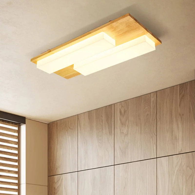 plafonniers led modernes en bois véritable 4/6/9 têtes luminaire intérieur - vue 5 sur 12