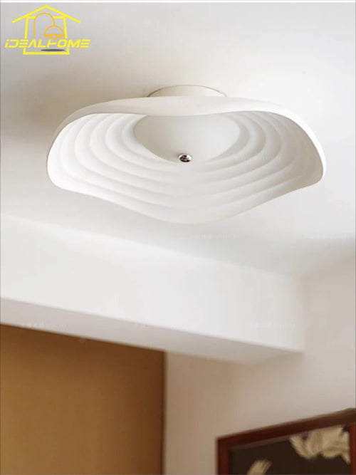 plafonnier led rétro en résine feuille de lotus décoration moderne - vue 3 sur 8