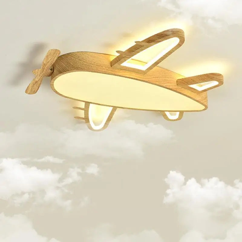 plafonnier avion en bois et fer pour chambre d'enfant - vue 3 sur 10