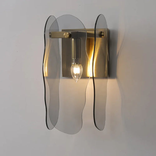 applique murale moderne en verre doré pour décoration intérieure - vue 8 sur 8