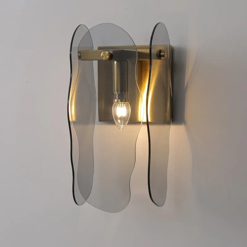 applique murale moderne en verre doré pour décoration intérieure - vue 7 sur 8