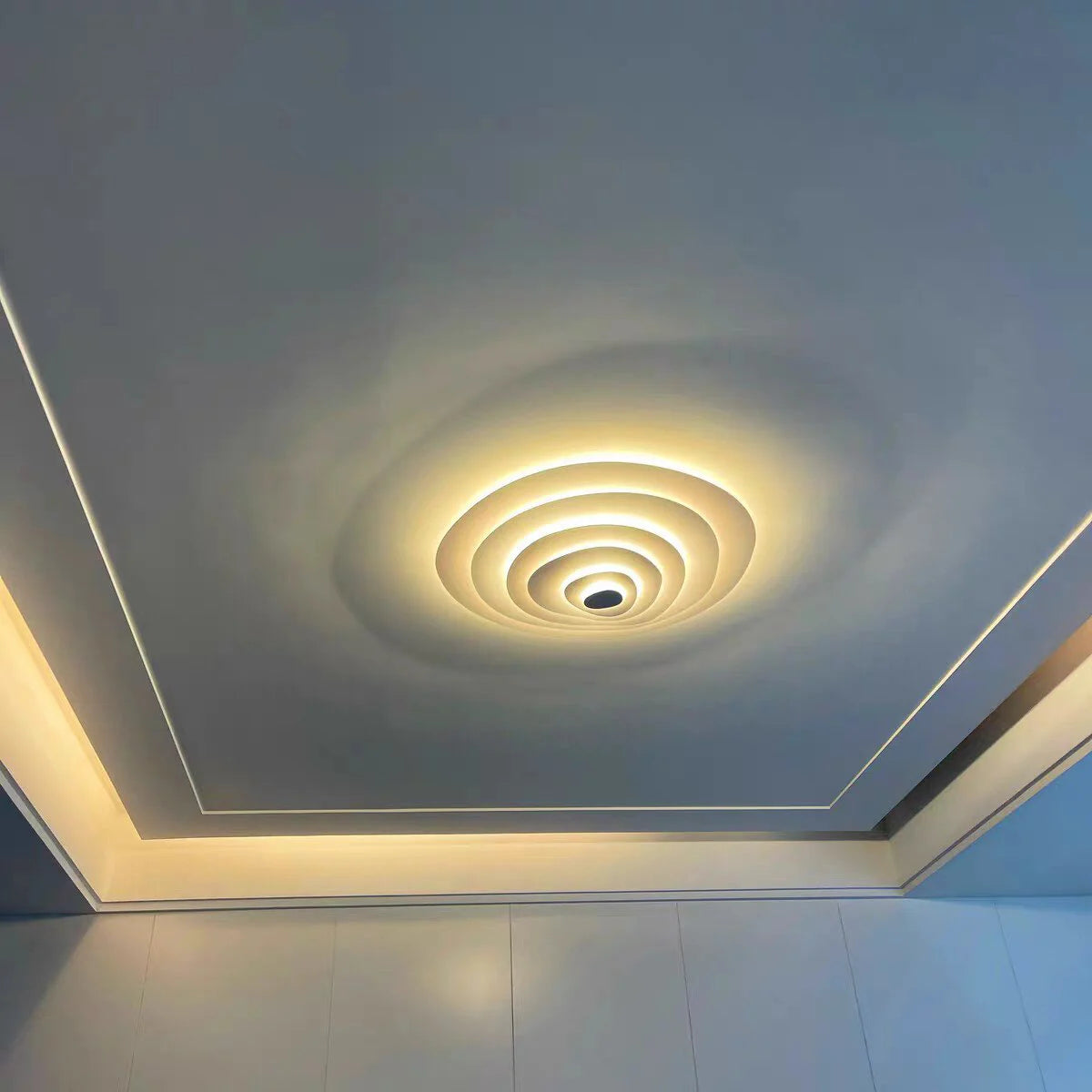 Anneaux annuels modernes LED lustre intérieur salon ondulation forme meubles de maison décoration fer blanc corps couleur lampe éclairage - vue 6 sur 14