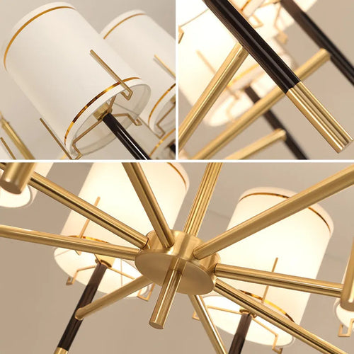 Lustre design luxe Cuivre avec abat-jour style américain - vue 7 sur 6