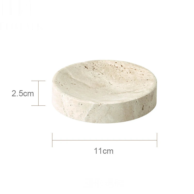 ensemble accessoires salle de bain en travertin beige naturel - vue 26 sur 28