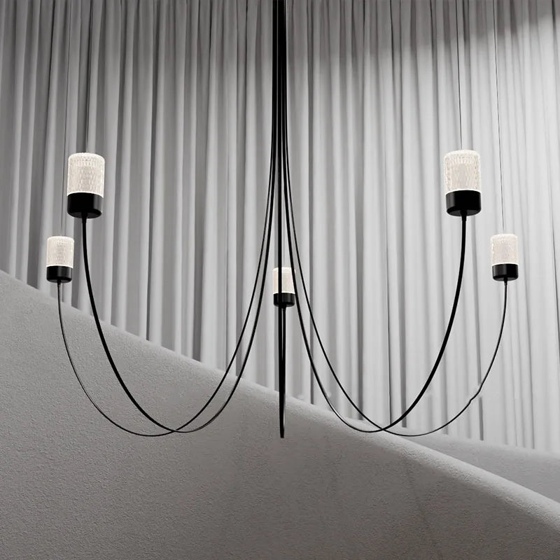 lustre minimaliste design éclairage led abat-jour en verre cristal - vue 4 sur 7