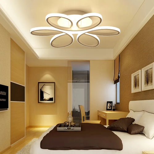 lustre moderne nordique led télécommande en forme de fleur - vue 3 sur 9