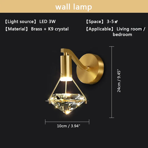 applique murale cuivre luxe minimaliste chambre lampe chevet 5w chaud - vue 8 sur 8
