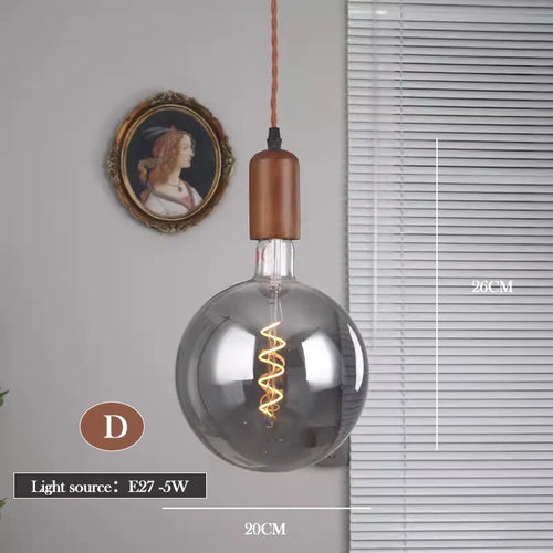 lustre en verre d'art rétro en bois massif créatif pour décoration intérieure - vue 19 sur 25