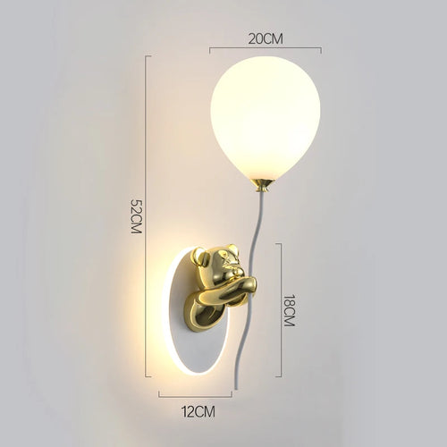 Creative and personalized cartoon children's room, bedroom, bedside wall lamp, artistic bear atmosphere wall light fixture - vue 11 sur 13