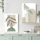 décoration murale abstraite boho avec feuilles géométriques modernes