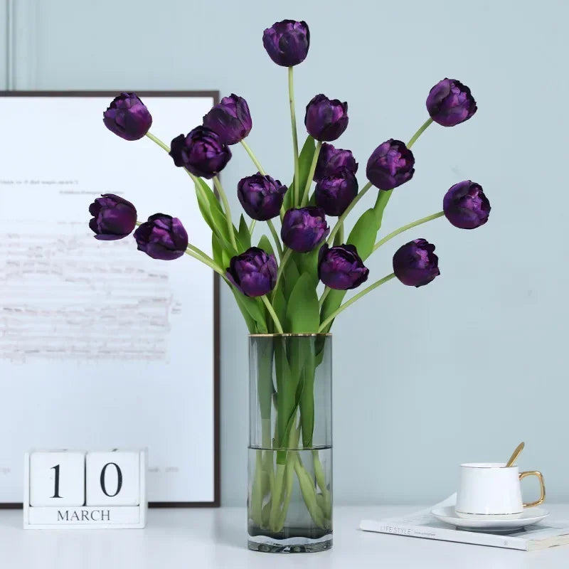 fleurs artificielles tulipes en soie décoratives pour toutes occasions - vue 4 sur 13