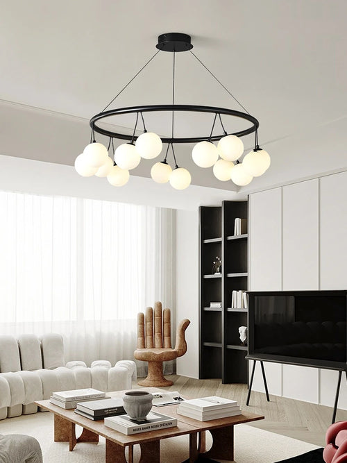 suspension circulaire design en verre pour intérieur moderne - vue 3 sur 9