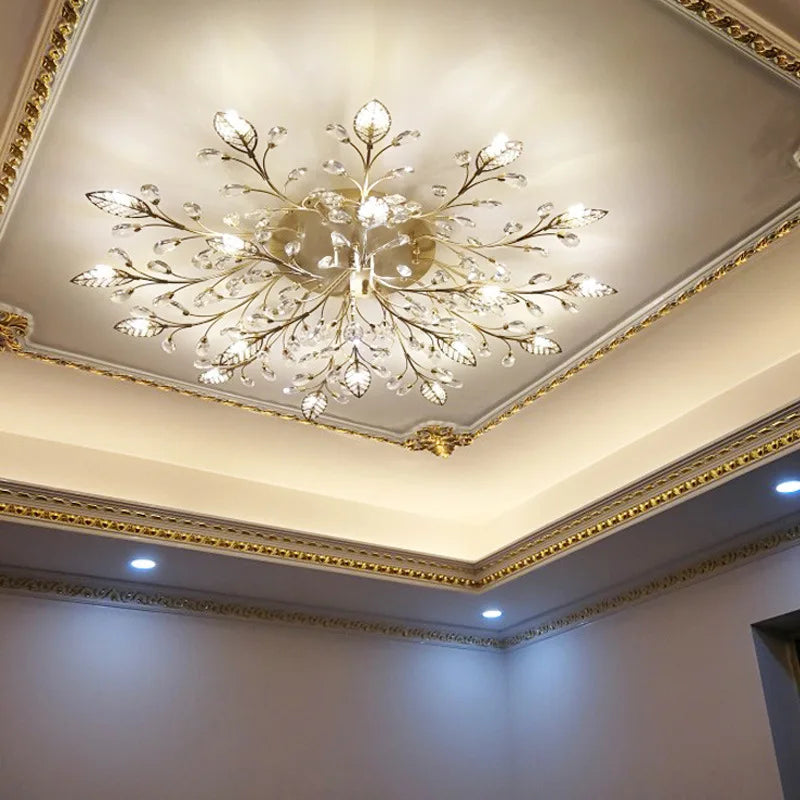 SANDYHA moderne nordique lustres de plafond lumière LED cristal salon salle à manger chambre luxe branche Lampara Techo Para Sala - vue 3 sur 18
