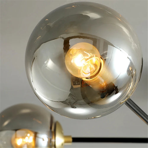 lustre nordique moderne led avec boules de verre - vue 7 sur 18