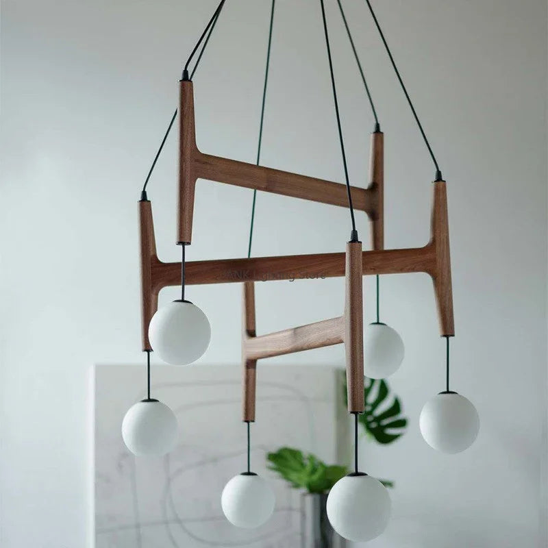 Italien Porada ASTRA Suspension En Bois Lumière Rétro Multi Tête Minimaliste Restaurant Salon Lustre LED Intérieur Decora Lampe