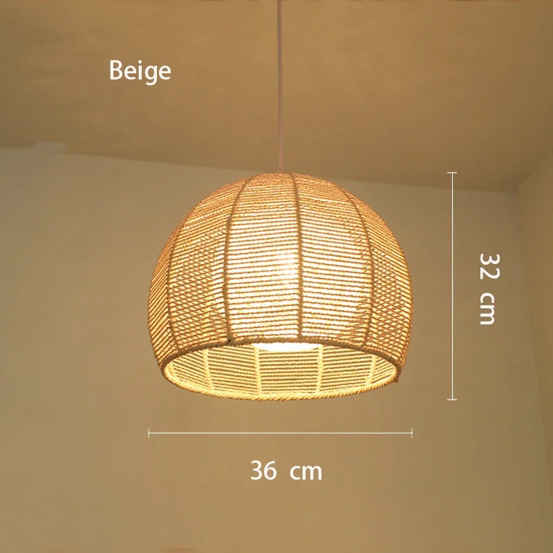 Hand-woven hemp rope chandelier stylish simple bedroom lamp balcony restaurant teahouse homestay decoration chandelier - vue 7 sur 11