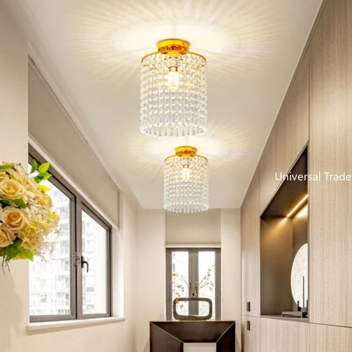 plafonnier led en cristal k9 avec structure en acier inoxydable - vue 5 sur 4