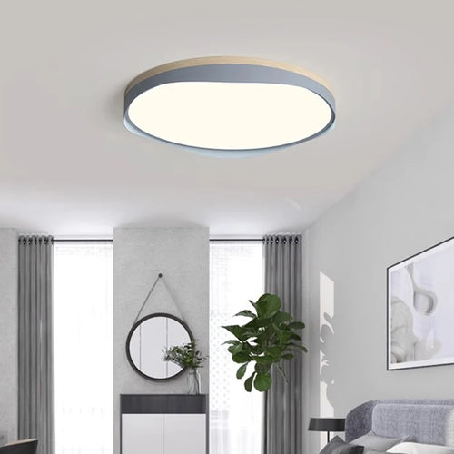 plafonnier moderne à leds circulaire grain de bois éclairage décoratif - vue 3 sur 18