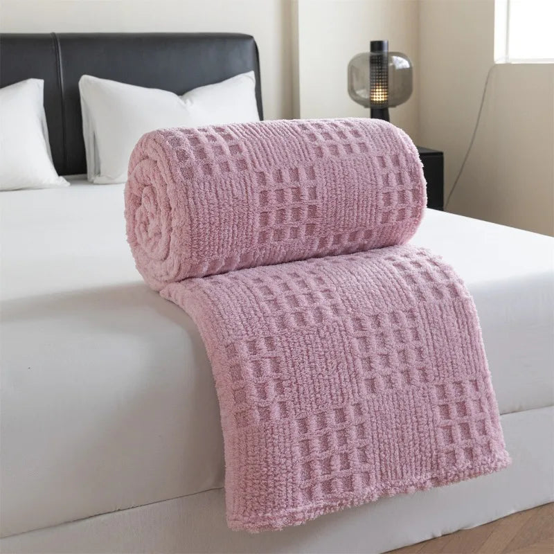 Plaid jacquard gaufré flanelle doux multifonction maison