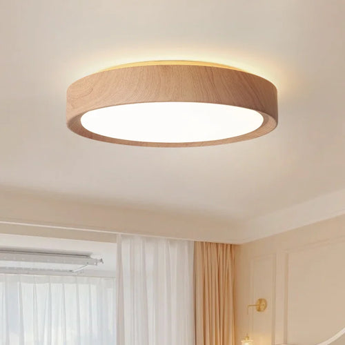 plafonnier led rond en bois éclairage d'intérieur luminaire décoratif - vue 3 sur 9