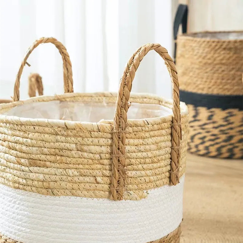 panier en osier naturel pour jardin et rangement décoratif - vue 3 sur 15