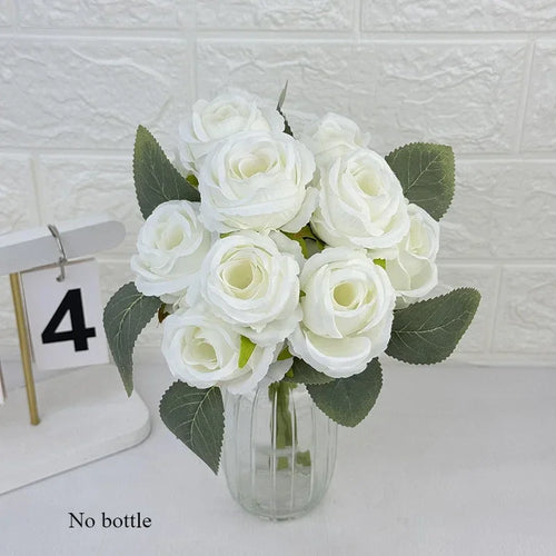 bouquet de 10 roses artificielles en soie décoratives pour événements - vue 14 sur 14
